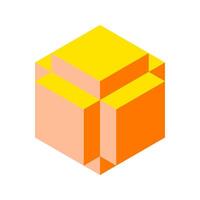 Cube logo, geometric design. Box logotype company, trendy techno emblem in isometric 3D style. vector
