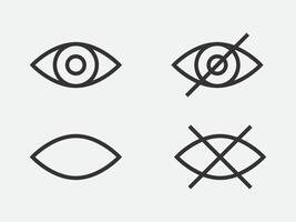 Set show password icon, eye symbol. vision hide from watch icon. Secret view web design element. vector