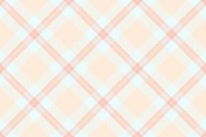 Flowing background fabric, pure check texture textile. Funky tartan plaid seamless pattern in papaya whip and azure colors. vector