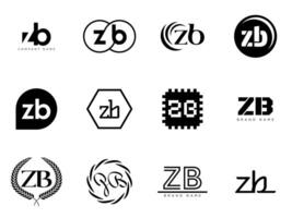 ZB logo company template. Letter z and b logotype. Set different classic serif lettering and modern bold text with design elements. Initial font typography. vector