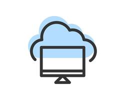 Cloud Storage And Data Transfer Icon. Computing Service And Network Related Line Icons. Database And Server, Cyber Security, Digital Transformation. vector