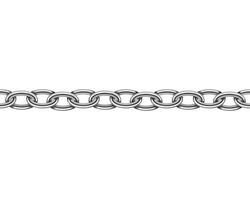 Realistic metal chain seamless texture. Silver color chains link isolated on white background. Strong iron chainlet solid three dimensional design element. vector