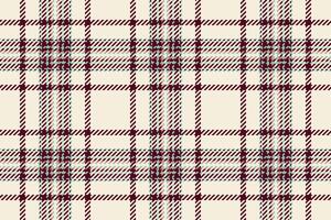 Towel background pattern textile, quilt seamless texture. Linear tartan check fabric plaid in antique white and red colors. vector
