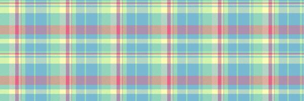 Rug background textile pattern, direct check plaid . Domestic fabric texture seamless tartan in cyan and green colors. vector