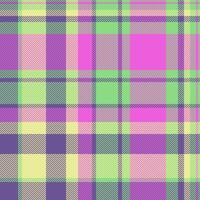 Pixel pattern fabric check, traditional textile texture. French tartan background seamless plaid in green and violet colors. vector