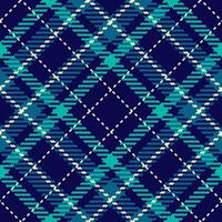 Ceremony texture tartan pattern, 40s check fabric textile. Ethnic background seamless plaid in dark and cyan colors. vector