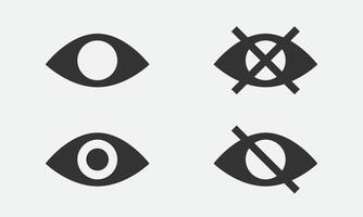 Set show password icon, eye symbol. vision hide from watch icon. Secret view web design element. vector