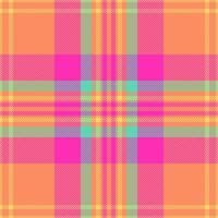 Give background check, comfort seamless plaid tartan. Bandana pattern textile fabric texture in orange and pink colors. vector