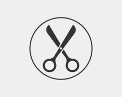 Scissor icon. Scissors design element or logo template. Black and white silhouette isolated. vector
