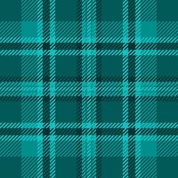Manufacture pattern seamless tartan, wedding plaid background. Diagonal check textile texture fabric in teal and dark cyan colors. vector