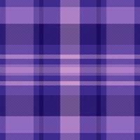 Shirt seamless fabric check, bag texture tartan pattern. Other plaid textile background in indigo and violet colors. vector
