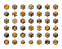 Cube logo design. Cubes 3d set template graphic elements. vector