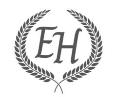 Initial letter E and H, EH monogram logo design with laurel wreath. Luxury calligraphy font. vector