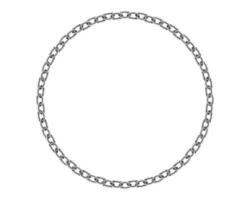 Realistic metal circle frame chain texture. Silver color round chains link isolated on white background. Strong iron chainlet solid three dimensional design element. vector