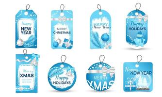 set of tags and labels for Christmas and New Year vector