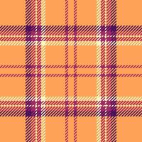 Basic plaid tartan texture, bed fabric background check. Relax pattern seamless textile in orange and pink colors. vector