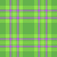 Apartment seamless plaid background, serene fabric check texture. Finish textile pattern tartan in green and violet colors. vector