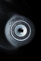 Car ignition keyhole with four step for starting the engine , Automotive part concept photo