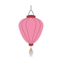 Elegant pink Chinese lantern in flat style. Perfect for festive, cultural or decorative design. Isolated on a white background. vector