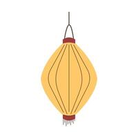 Yellow Chinese lantern with a traditional design in flat style. Perfect for festive, cultural or decorative purposes. Isolated on a white background. vector