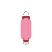 Pink Chinese lantern with a simple and elegant design in flat style. Aesthetic and cultural art perfect for festive and Asian themed project. Isolated on a white background. vector