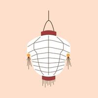 Traditional Chinese lantern in flat style with lines. Perfect for festive, cultural and Asian inspired design project. Elegant and minimal design. vector
