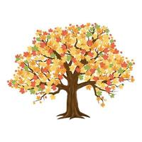 Maple Tree on white background. Autumn Sticker Suitable for poster, business card, invitation, flyer, banner, brochure, email header, post in social, website, print. Fall Illustration Element. vector