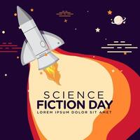 Greeting Card design template for National Science Fiction Day vector