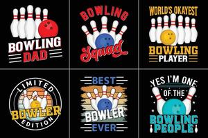 Bowling Typography Design Bundle Print Template vector