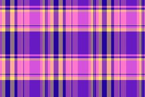 Deep plaid background seamless, horizon textile texture. Quilt tartan fabric pattern check in purple and pink colors. vector