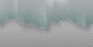 Broken glass seamless. Cracked realistic glass texture horizontally broken isolated on light background with shadow. vector