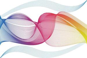 Abstract backdrop with colorful wave gradient lines on white background vector