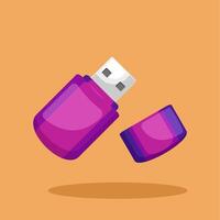 Flat illustration usb flashdisk, transfer file device, small memory vector
