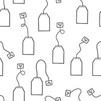 Hand drawn tea bags seamless pattern. Simple monochrome design for textile, wrapping paper vector