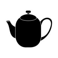 Black silhouette of classic teapot with curved handle and spout. vector