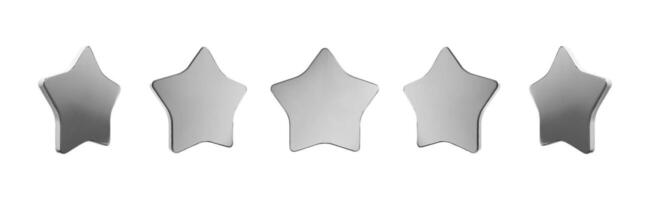 Sleek metallic star shapes aligned for modern design concepts and ratings. vector