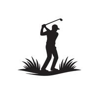 silhouette golfer playing golf on the field vector