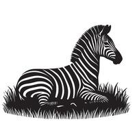 silhouette zebra lying on the grass vector
