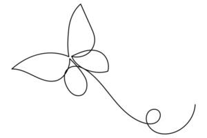 Butterfly one line art drawing and outline continuous icon design vector