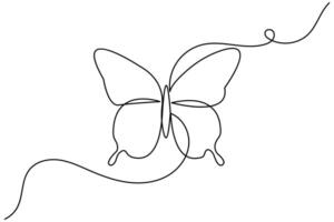 Simple butterfly one line drawing and outline continuous icon design vector