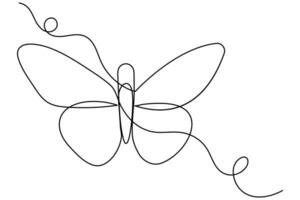 Butterfly one continuous line drawing and outline icon design vector