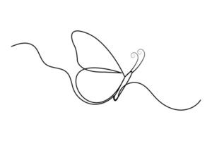 Butterfly one line design and outline continuous icon vector