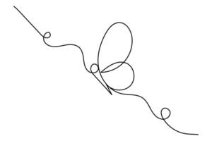 Butterfly one line drawing and outline continuous icon vector