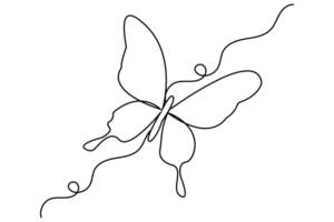 Butterfly one line drawing and outline icon design vector