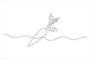 Carrot continuous one line drawing of isolated outline flat design vector