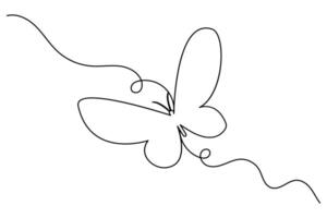 Butterfly one line drawing and flat outline continuous icon design vector