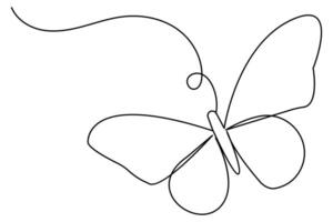 One line butterfly drawing and outline continuous icon design vector