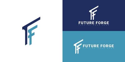 Modern initial letter F or FF logo in blue color isolated on multiple background colors. The logo is suitable for online course platform logo design inspiration templates. vector