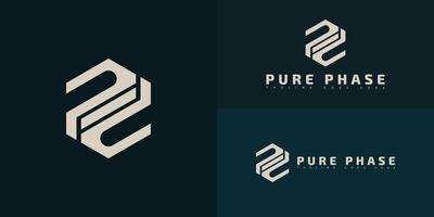 Modern initial hexagon letter P or PP logo in khaki color isolated on multiple background colors. The logo is suitable for electrical contracting company logo design inspiration templates. vector