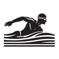 silhouette swimmer swimming on the pool vector